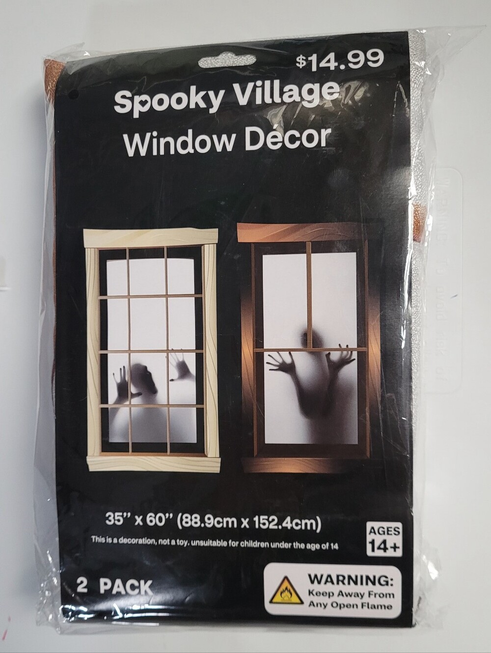 Pack Of TWO! Creepy Fabric Window Decor 35” x 60” Halloween Decoration